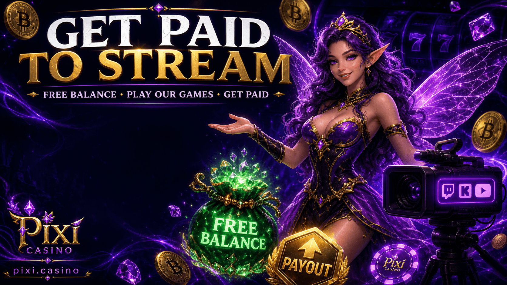Get paid to stream with Pixi — free balance, play our games, get paid