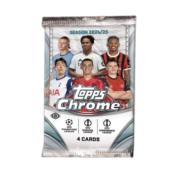 2024-25 Topps Chrome UEFA Club Competitions Hobby Pack (4 Cards)