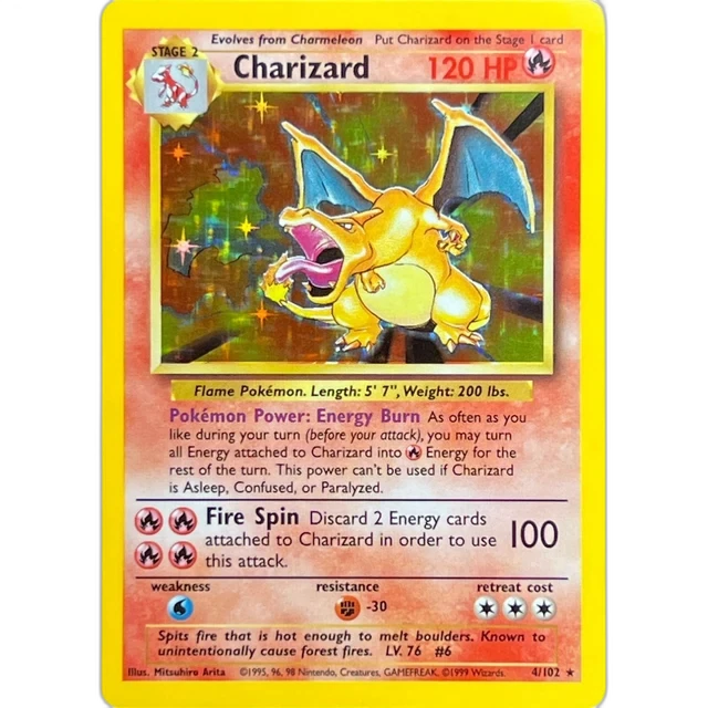 Charizard 4/102 Base Set Shadowless Holo (Moderately Played)