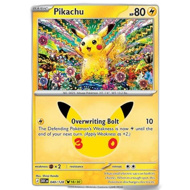 Pikachu 040/128 30th Celebration Holofoil (Near Mint)