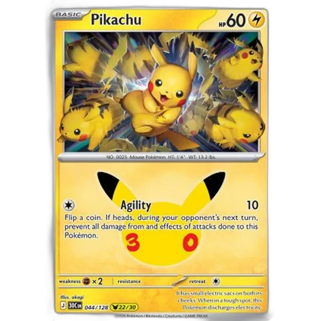 Pikachu 044/128 30th Celebration Holofoil (Near Mint)