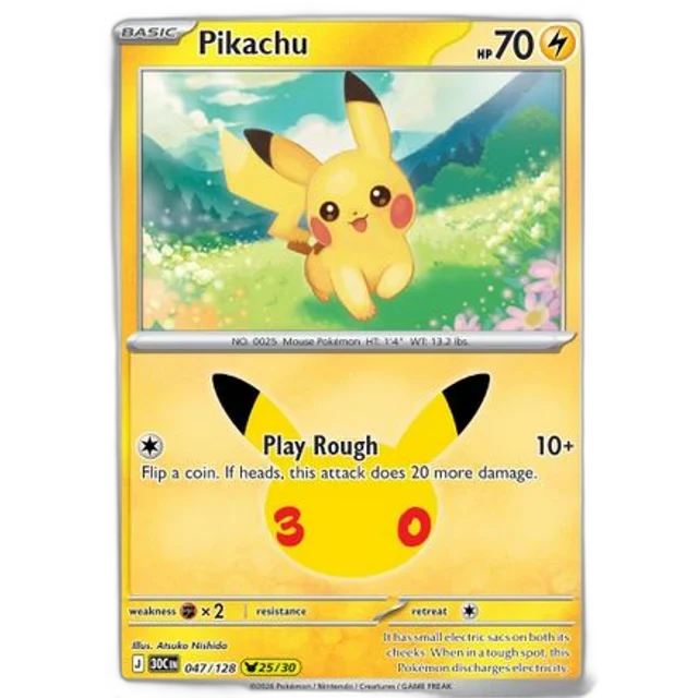 Pikachu 047/128 30th Celebration Holofoil (Near Mint)